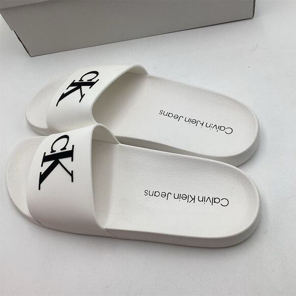 Calvin Klein Women's Arin Logo Slide Sandals White Size 9 M Casual - Picture 2 of 7